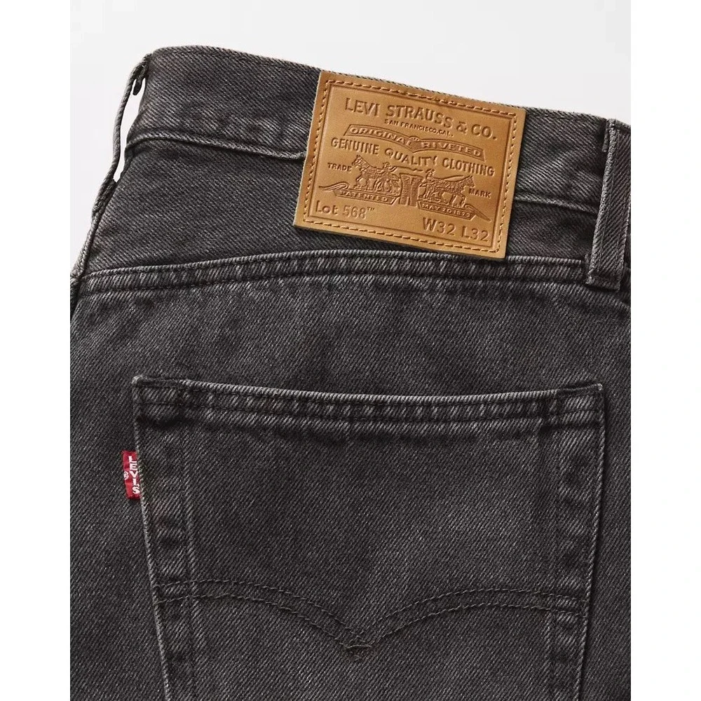 NEW Levis 468 Loose 9 Inch Mens Shorts Black Denim Jean Baggy 90s Style Size 30